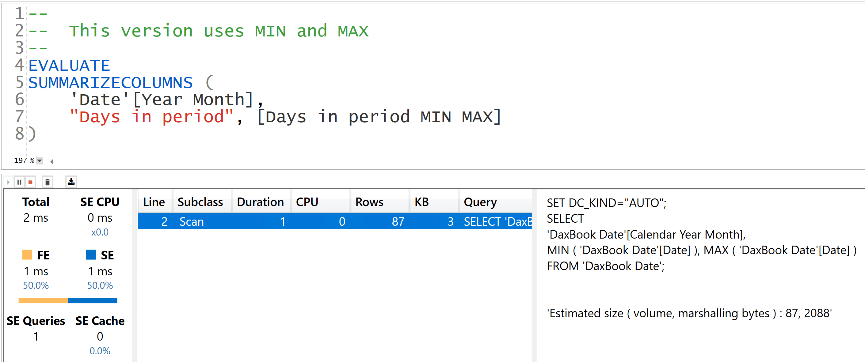 Datetime value